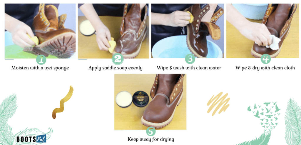 step by step how to use saddle soap on leather boots