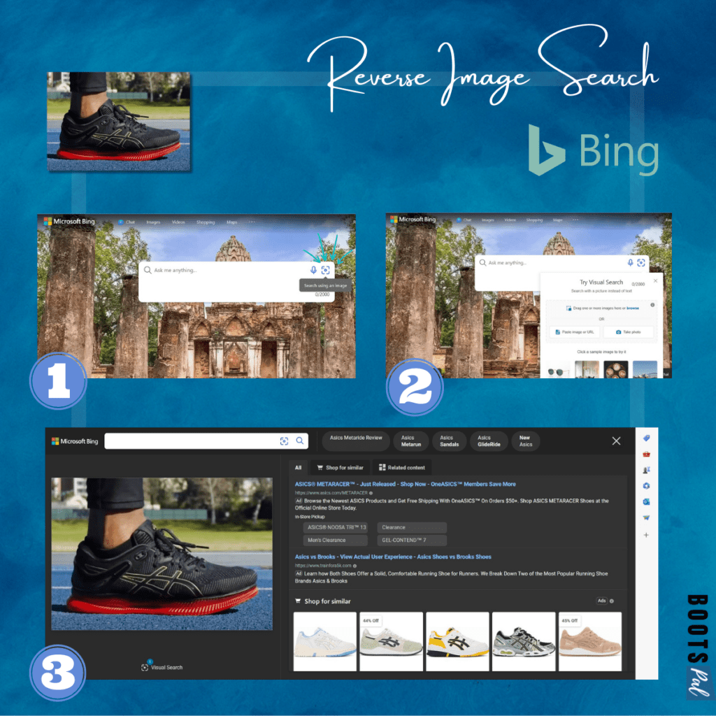 Finding shoes from a picture using Bing reverse image search