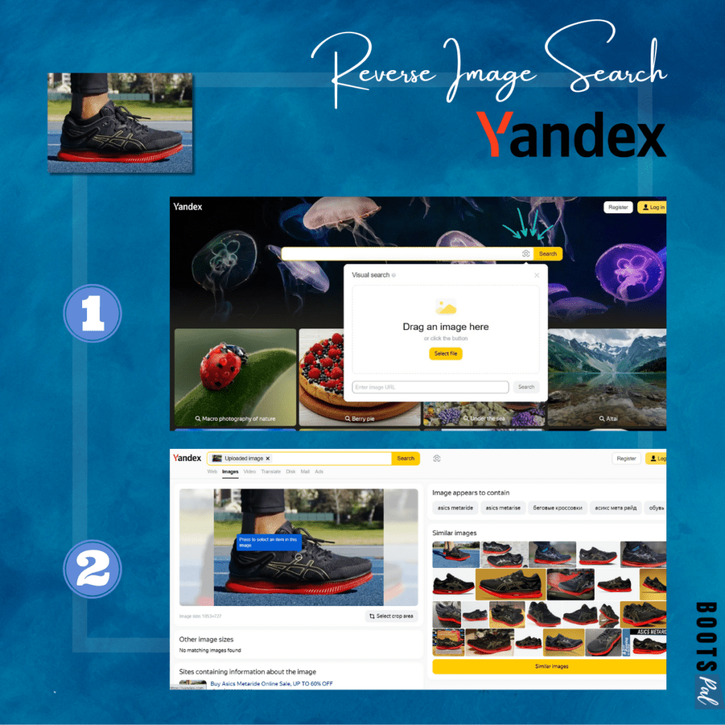 Finding shoes from a picture using Yandex reverse image search