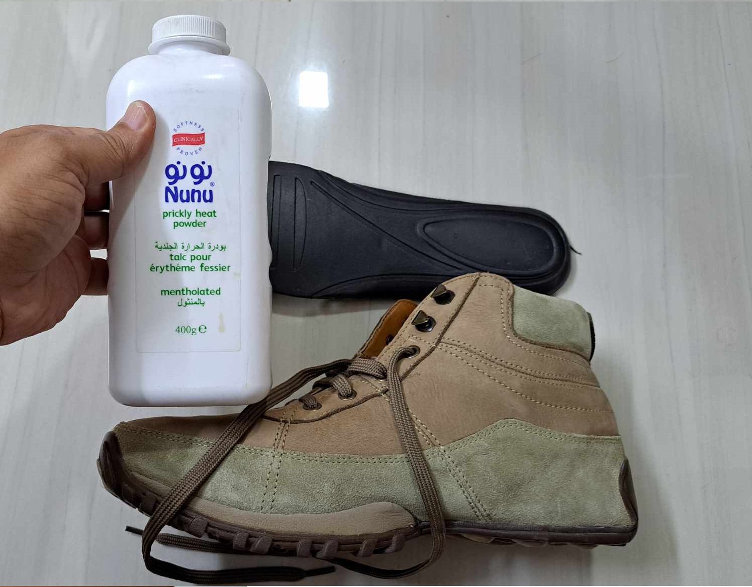 talcum powder for leather boot squeaking
